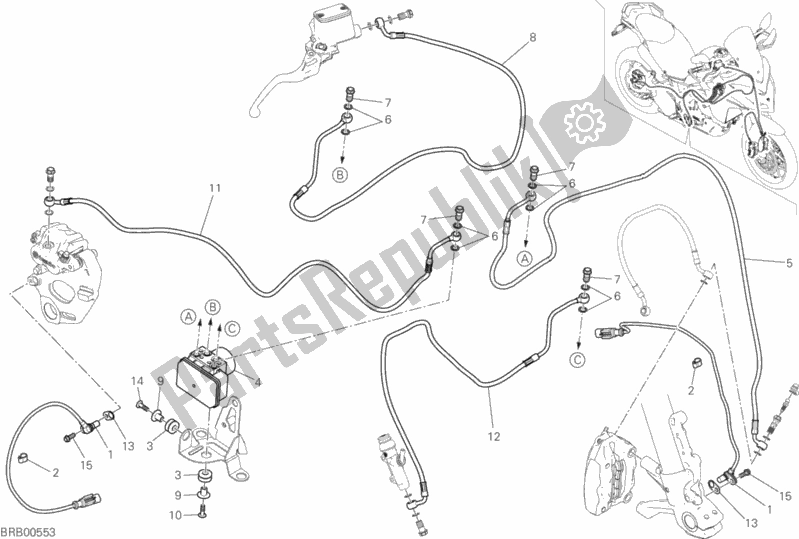 Tutte le parti per il Impianto Frenante Abs del Ducati Multistrada 950 Touring 2018